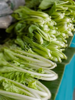 Fresh organic vegetables at local farmers market, stock photo