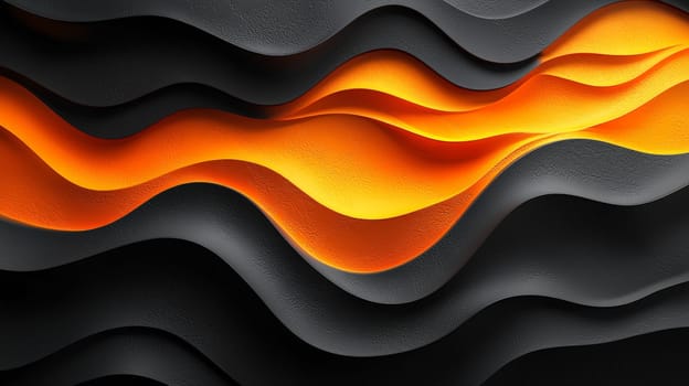 A hyper-detailed, high-resolution 3D rendering showcasing an abstract design in rich orange and black tones. The composition combines natural textures with a modern, high-contrast aesthetic, resulting in a visually compelling image that emphasizes depth and detail.