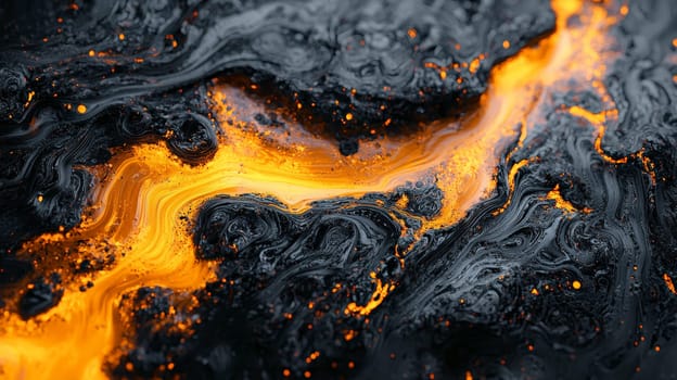 A hyper-detailed, high-resolution 3D rendering showcasing an abstract design in rich orange and black tones. The composition combines natural textures with a modern, high-contrast aesthetic, resulting in a visually compelling image that emphasizes depth and detail.