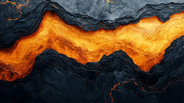 A hyper-detailed, high-resolution 3D rendering showcasing an abstract design in rich orange and black tones. The composition combines natural textures with a modern, high-contrast aesthetic, resulting in a visually compelling image that emphasizes depth and detail.