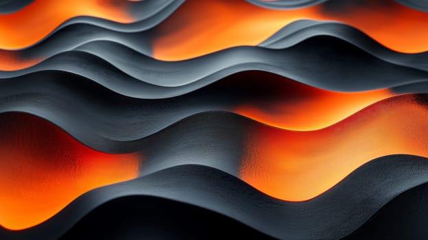 A hyper-detailed, high-resolution 3D rendering showcasing an abstract design in rich orange and black tones. The composition combines natural textures with a modern, high-contrast aesthetic, resulting in a visually compelling image that emphasizes depth and detail.