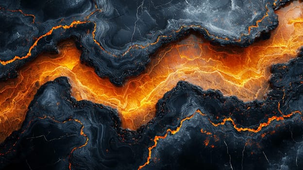A hyper-detailed, high-resolution 3D rendering showcasing an abstract design in rich orange and black tones. The composition combines natural textures with a modern, high-contrast aesthetic, resulting in a visually compelling image that emphasizes depth and detail.
