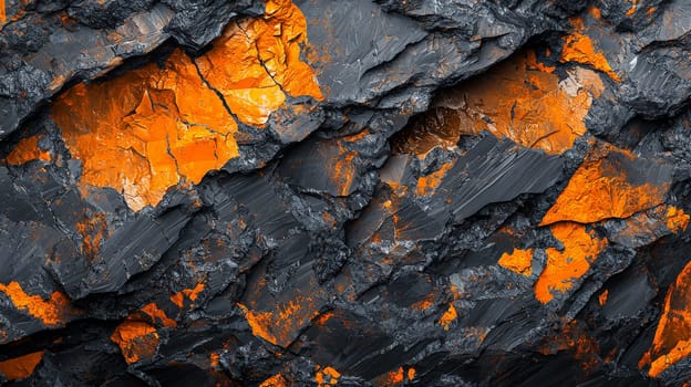 A hyper-detailed, high-resolution 3D rendering showcasing an abstract design in rich orange and black tones. The composition combines natural textures with a modern, high-contrast aesthetic, resulting in a visually compelling image that emphasizes depth and detail.