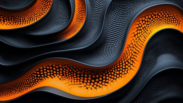 A hyper-detailed, high-resolution 3D rendering showcasing an abstract design in rich orange and black tones. The composition combines natural textures with a modern, high-contrast aesthetic, resulting in a visually compelling image that emphasizes depth and detail.
