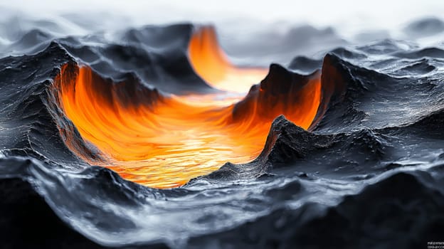 A hyper-detailed, high-resolution 3D rendering showcasing an abstract design in rich orange and black tones. The composition combines natural textures with a modern, high-contrast aesthetic, resulting in a visually compelling image that emphasizes depth and detail.