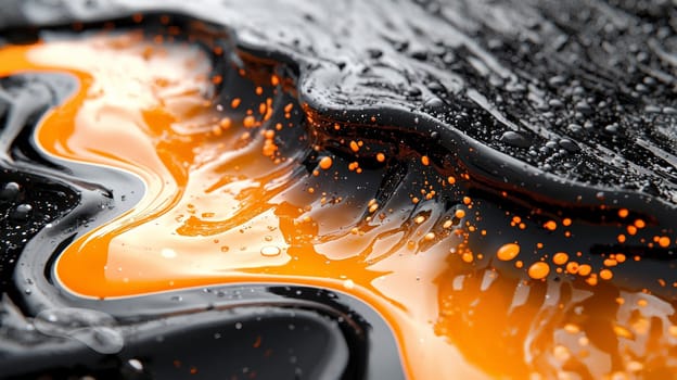 A hyper-detailed, high-resolution 3D rendering showcasing an abstract design in rich orange and black tones. The composition combines natural textures with a modern, high-contrast aesthetic, resulting in a visually compelling image that emphasizes depth and detail.
