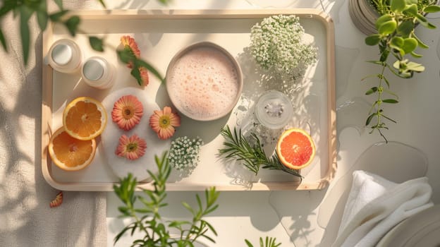 Aerial perspective of beauty and wellness rituals