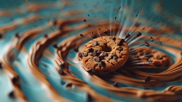 Abstract color background with a spinning plate of cookies