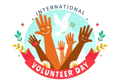 International Volunteer Day for Economic and Social Development Vector Illustration on December 5, featuring Helping Hands in a Flat Background