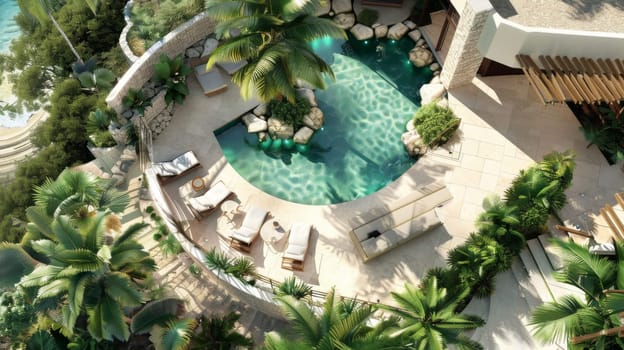 Aerial view highlighting the functionality and aesthetics of interior design
