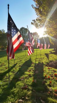 American flag decorations for a Patriot Day event.
