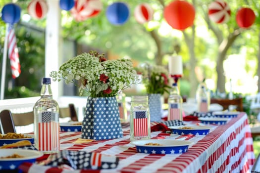 American flag-themed decorations for a Patriot Day party.