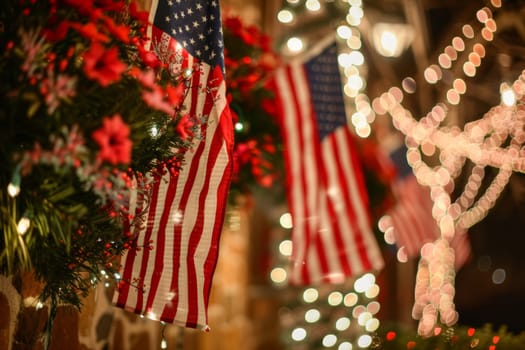 American flag decorations for a festive Patriot Day event.