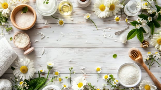 Beauty and wellness arrangement designed with blank space for text insertion