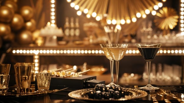 Chic party advertisement with sophisticated graphics and elegant composition