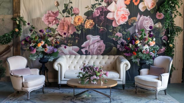 Chic party setup showcasing an elegant and refined pattern motif