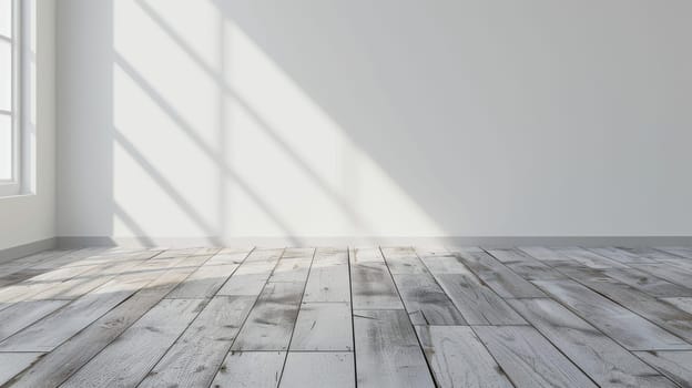 A large room with a window and a white wall. The room is empty and has a lot of natural light coming in from the window