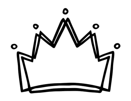 Hand drawn stylized crown design hand painted with ink pen, isolated on white background. Vector illustration