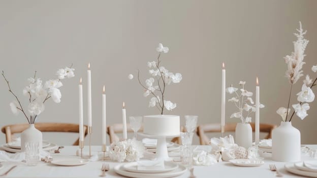 Clean lines and neutral tones characterize this minimalist party theme