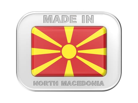 Made in North Macedonia, silver badge with the flag of North Macedonia