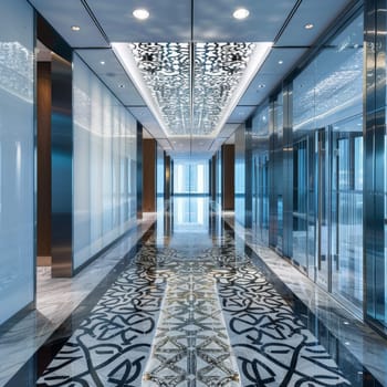 Corporate environment featuring an intricate layout pattern.