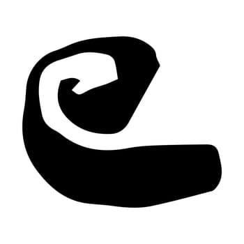 Round swirl symbol, hand painted with ink brush, isolated on white background. Vector illustration.