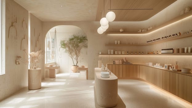 Copy space strategically incorporated into the aesthetic of beauty and wellness display