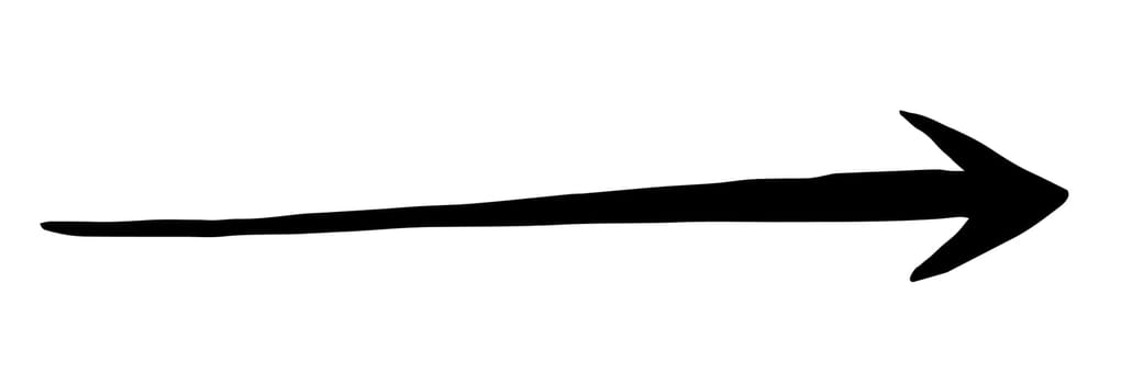 Hand painted arrow drawn with ink brush isolated on white background. Victor illustration