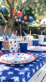 Decorated setting with stars and stripes for a Patriot Day celebration.