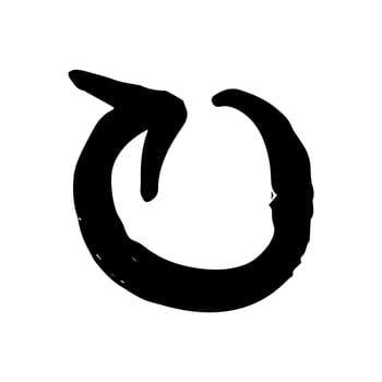 Hand painted curve arrow drawn with ink brush isolated on white background. Victor illustration