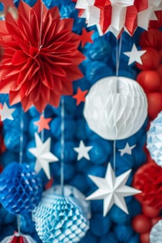 Decorative elements in red, white, and blue for Patriot Day.