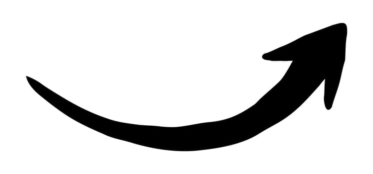 Hand painted arrow drawn with ink brush isolated on white background. Victor illustration