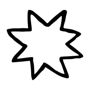 Star shape hand painted with ink paint, isolated on white background. Vector illustration