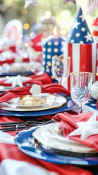 Decorated setting with stars and stripes for a festive Patriot Day.