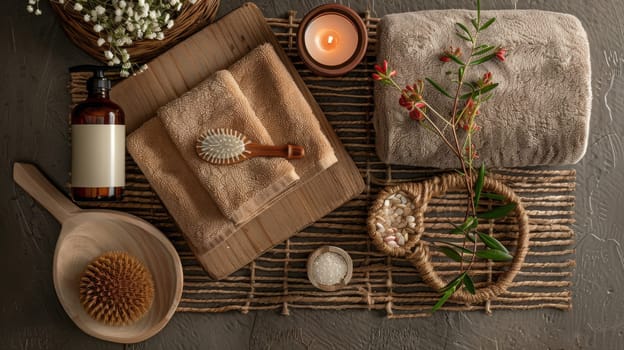 Directly above shot of spa and relaxation items