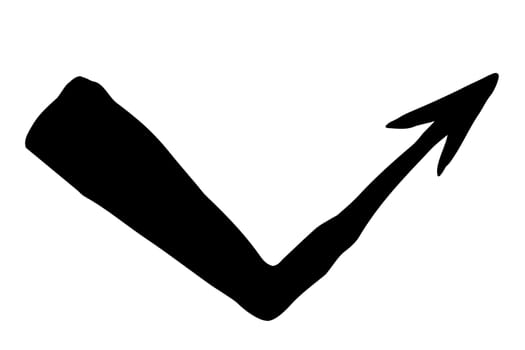 Hand painted arrow drawn with ink brush isolated on white background. Vector illustration