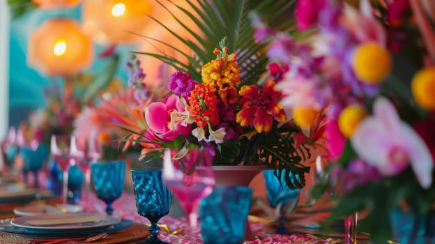 Eye-catching party arrangement designed with a visually stunning pattern