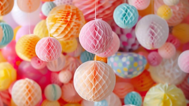 Eye-catching party decor presented in an attention-grabbing pattern formation