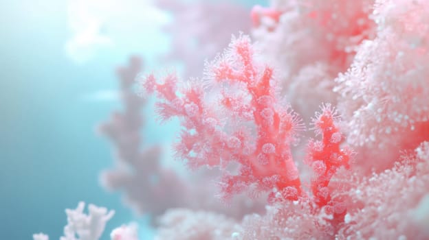 Tropical fishes swimming near white coral reef ocean underwater, serene aquatic background, AI Generated