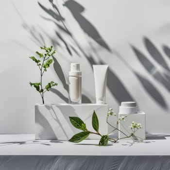 Minimalist arrangement with copy space for cosmetic brand promotion.