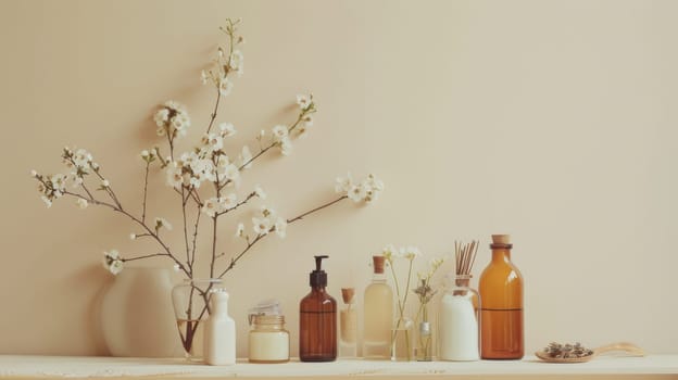 Minimalist display of natural self-care items