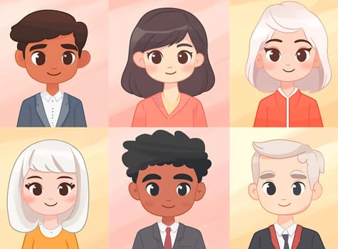 A grid of animated characters showcases various hairstyles and expressions, representing diversity and casual fashion choices.