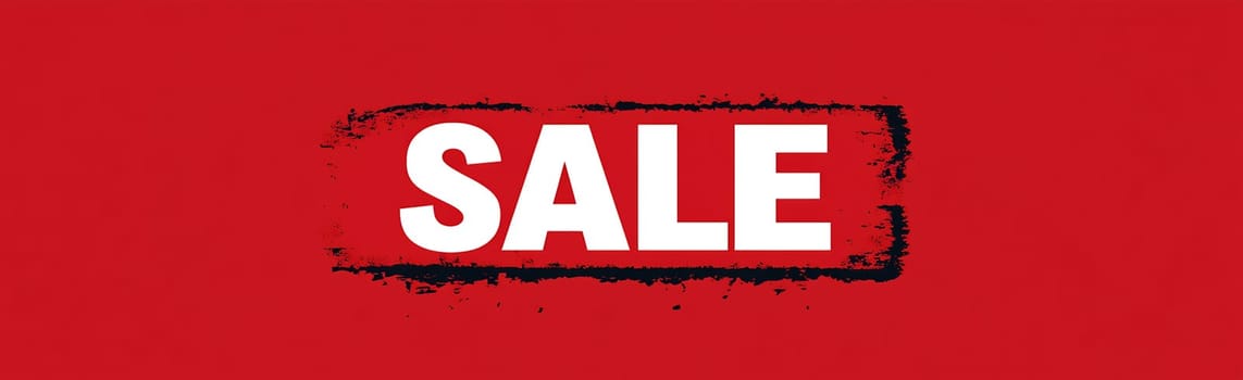 A vibrant red background features a large white text that reads sale, emphasizing a promotional offer.