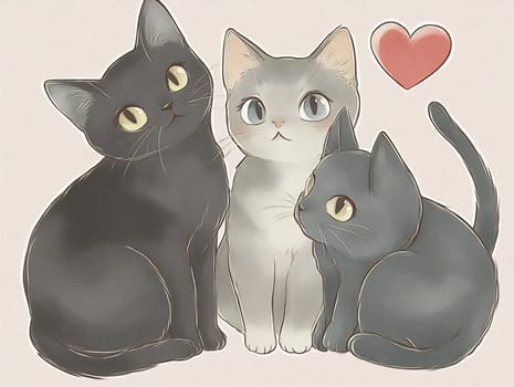 Three charming cats pose together with playful expressions, showcasing their unique personalities and close bond in a delightful moment.