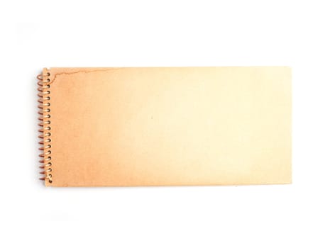 Old aged paper notebook on a white background