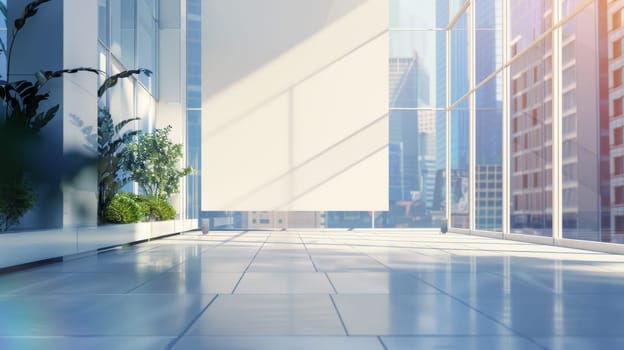 Modern business scene with open space for advertising text.