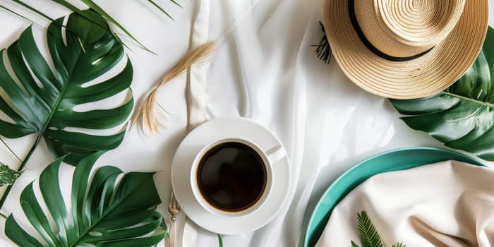 Modern flat lay of home decor and lifestyle items.