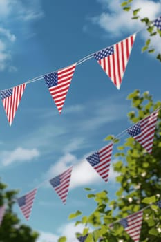 Realistic image of American flag bunting for Patriot Day.