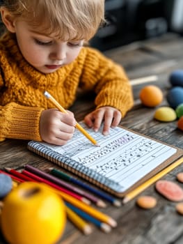 Children painting drawings. AI generative.