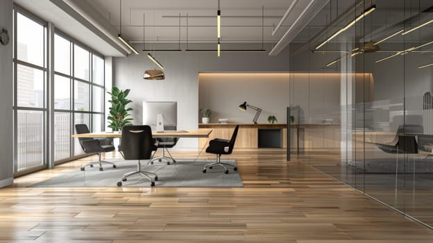 Simple and uncluttered business environment with minimalistic decor.